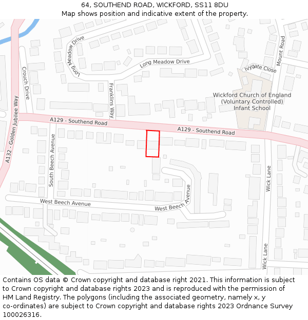 64, SOUTHEND ROAD, WICKFORD, SS11 8DU: Location map and indicative extent of plot