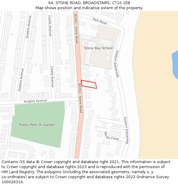 64, STONE ROAD, BROADSTAIRS, CT10 1EB: Location map and indicative extent of plot