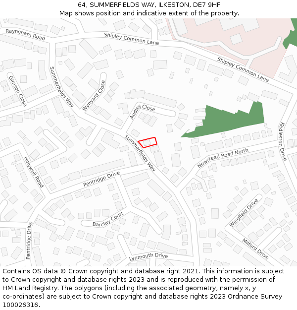 64, SUMMERFIELDS WAY, ILKESTON, DE7 9HF: Location map and indicative extent of plot