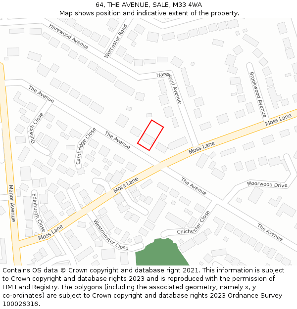 64, THE AVENUE, SALE, M33 4WA: Location map and indicative extent of plot