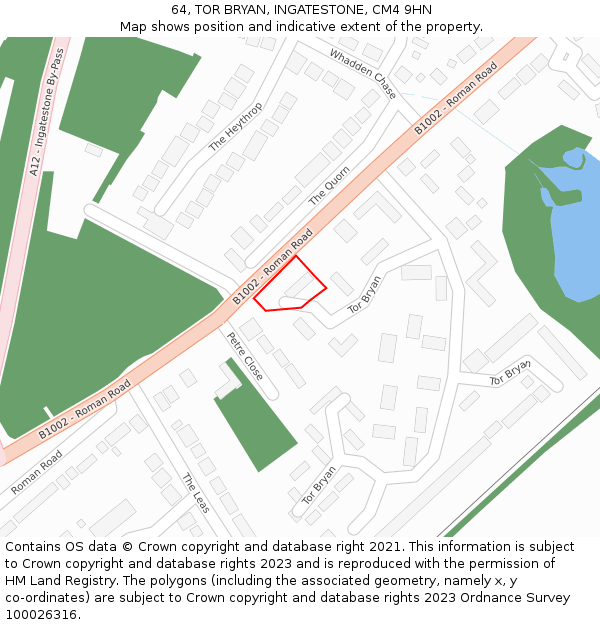 64, TOR BRYAN, INGATESTONE, CM4 9HN: Location map and indicative extent of plot