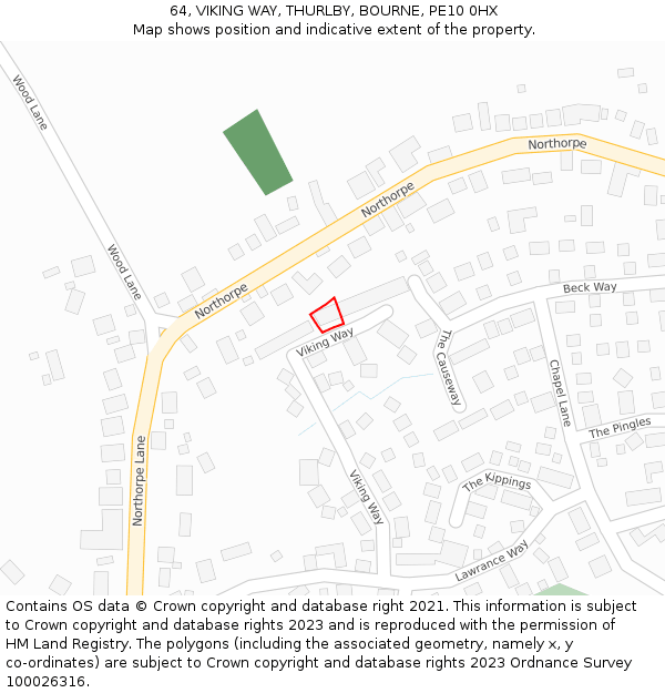 64, VIKING WAY, THURLBY, BOURNE, PE10 0HX: Location map and indicative extent of plot