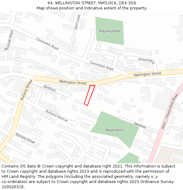 64, WELLINGTON STREET, MATLOCK, DE4 3GS: Location map and indicative extent of plot