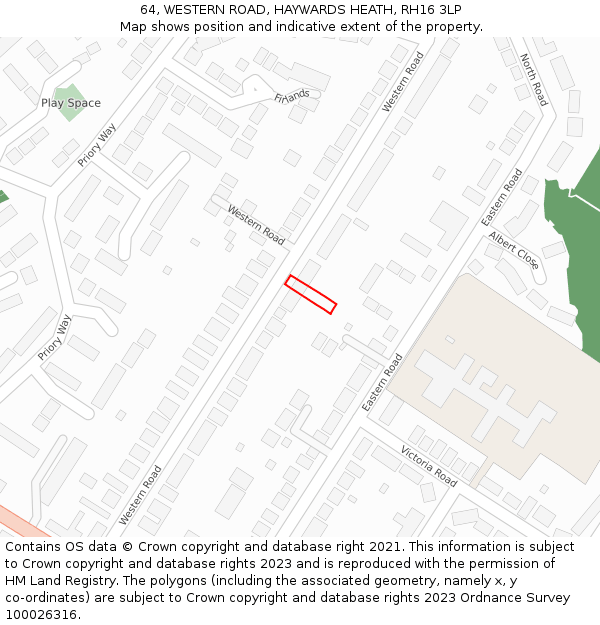 64, WESTERN ROAD, HAYWARDS HEATH, RH16 3LP: Location map and indicative extent of plot