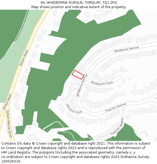 64, WHIDBORNE AVENUE, TORQUAY, TQ1 2PQ: Location map and indicative extent of plot