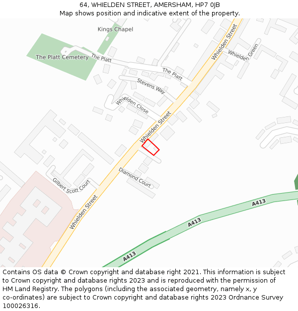 64, WHIELDEN STREET, AMERSHAM, HP7 0JB: Location map and indicative extent of plot