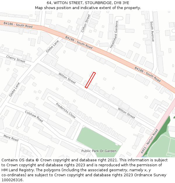 64, WITTON STREET, STOURBRIDGE, DY8 3YE: Location map and indicative extent of plot