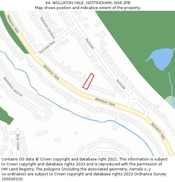 64, WOLLATON VALE, NOTTINGHAM, NG8 2PB: Location map and indicative extent of plot