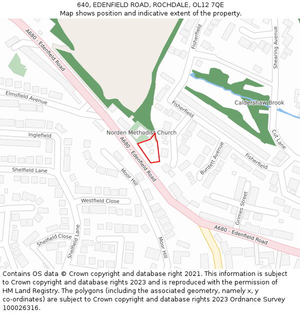 640, EDENFIELD ROAD, ROCHDALE, OL12 7QE: Location map and indicative extent of plot