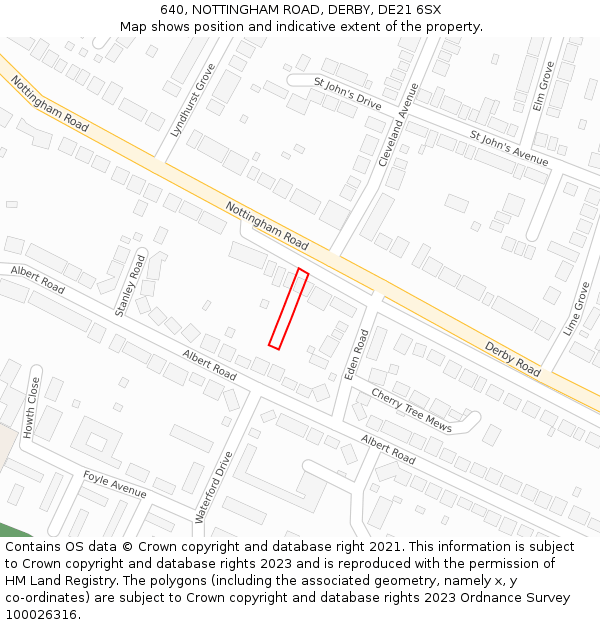 640, NOTTINGHAM ROAD, DERBY, DE21 6SX: Location map and indicative extent of plot