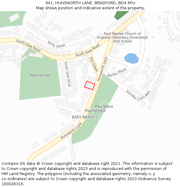 641, HUNSWORTH LANE, BRADFORD, BD4 6PU: Location map and indicative extent of plot