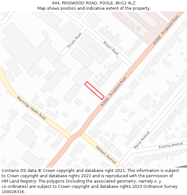 644, RINGWOOD ROAD, POOLE, BH12 4LZ: Location map and indicative extent of plot