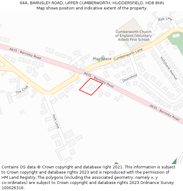 64A, BARNSLEY ROAD, UPPER CUMBERWORTH, HUDDERSFIELD, HD8 8NN: Location map and indicative extent of plot