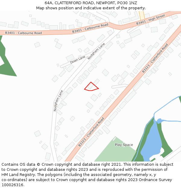 64A, CLATTERFORD ROAD, NEWPORT, PO30 1NZ: Location map and indicative extent of plot