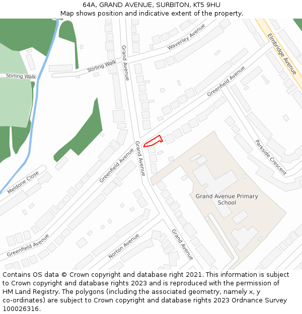 64A, GRAND AVENUE, SURBITON, KT5 9HU: Location map and indicative extent of plot