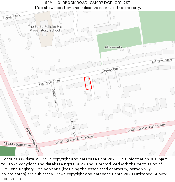 64A, HOLBROOK ROAD, CAMBRIDGE, CB1 7ST: Location map and indicative extent of plot