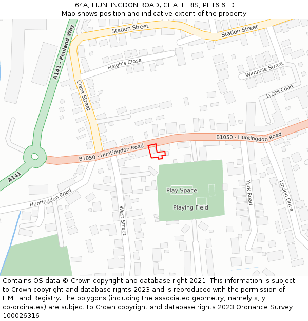 64A, HUNTINGDON ROAD, CHATTERIS, PE16 6ED: Location map and indicative extent of plot