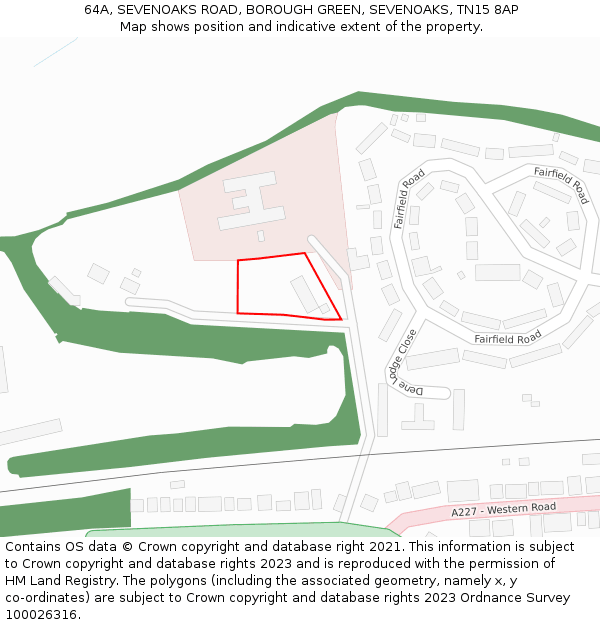 64A, SEVENOAKS ROAD, BOROUGH GREEN, SEVENOAKS, TN15 8AP: Location map and indicative extent of plot