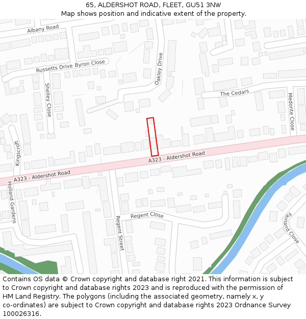 65, ALDERSHOT ROAD, FLEET, GU51 3NW: Location map and indicative extent of plot