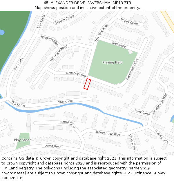 65, ALEXANDER DRIVE, FAVERSHAM, ME13 7TB: Location map and indicative extent of plot