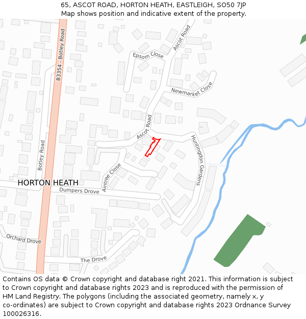 65, ASCOT ROAD, HORTON HEATH, EASTLEIGH, SO50 7JP: Location map and indicative extent of plot