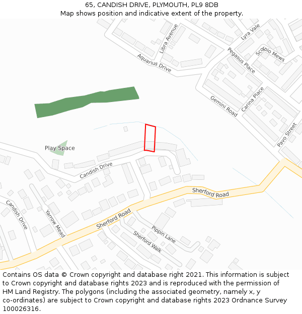 65, CANDISH DRIVE, PLYMOUTH, PL9 8DB: Location map and indicative extent of plot