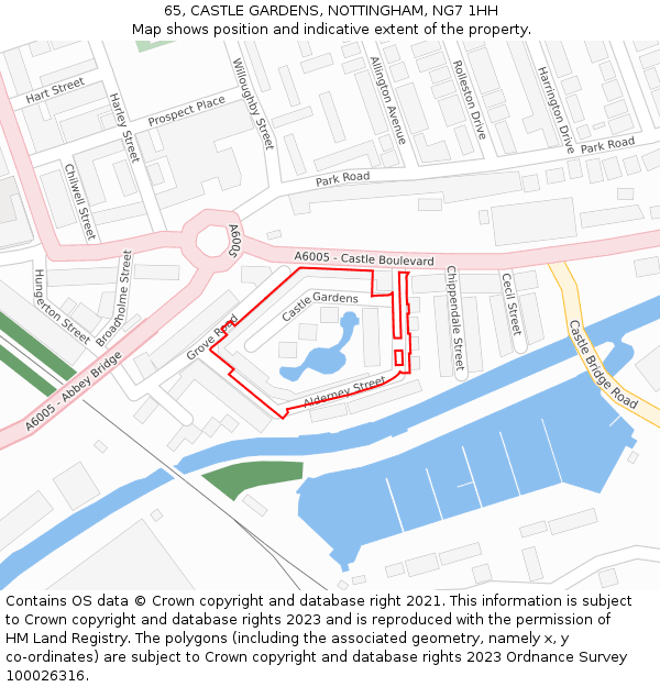 65, CASTLE GARDENS, NOTTINGHAM, NG7 1HH: Location map and indicative extent of plot