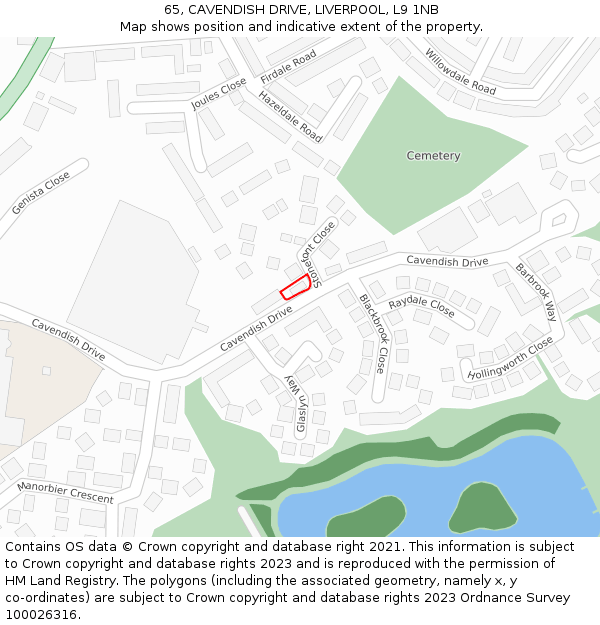 65, CAVENDISH DRIVE, LIVERPOOL, L9 1NB: Location map and indicative extent of plot