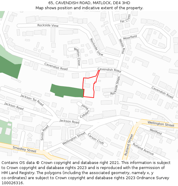 65, CAVENDISH ROAD, MATLOCK, DE4 3HD: Location map and indicative extent of plot