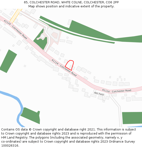 65, COLCHESTER ROAD, WHITE COLNE, COLCHESTER, CO6 2PP: Location map and indicative extent of plot