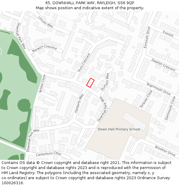 65, DOWNHALL PARK WAY, RAYLEIGH, SS6 9QP: Location map and indicative extent of plot