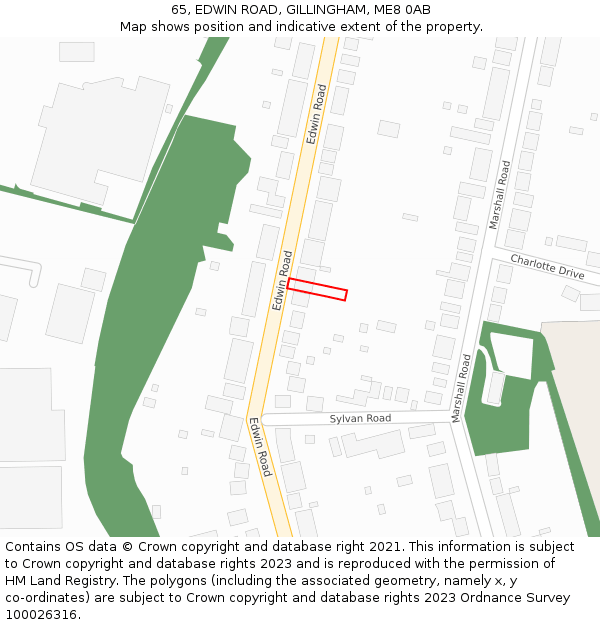 65, EDWIN ROAD, GILLINGHAM, ME8 0AB: Location map and indicative extent of plot