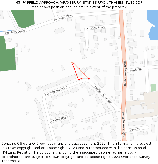 65, FAIRFIELD APPROACH, WRAYSBURY, STAINES-UPON-THAMES, TW19 5DR: Location map and indicative extent of plot