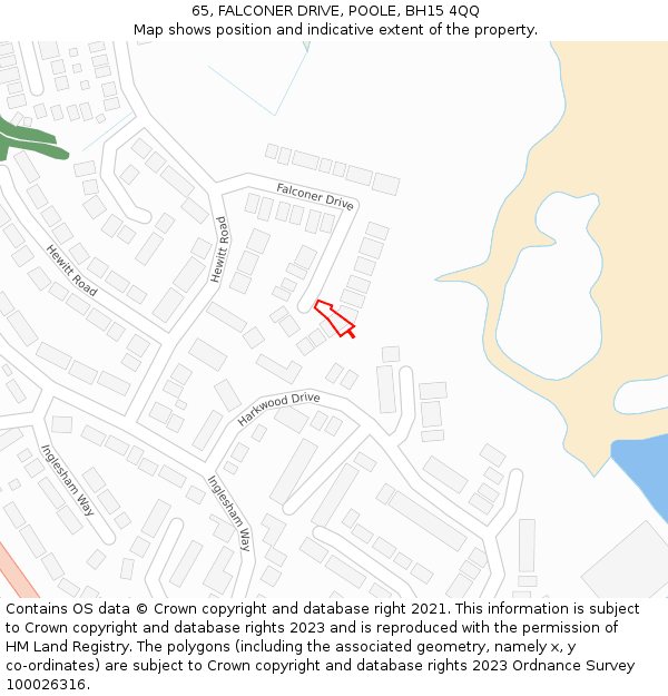 65, FALCONER DRIVE, POOLE, BH15 4QQ: Location map and indicative extent of plot