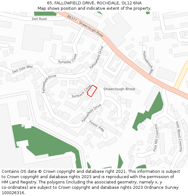 65, FALLOWFIELD DRIVE, ROCHDALE, OL12 6NA: Location map and indicative extent of plot