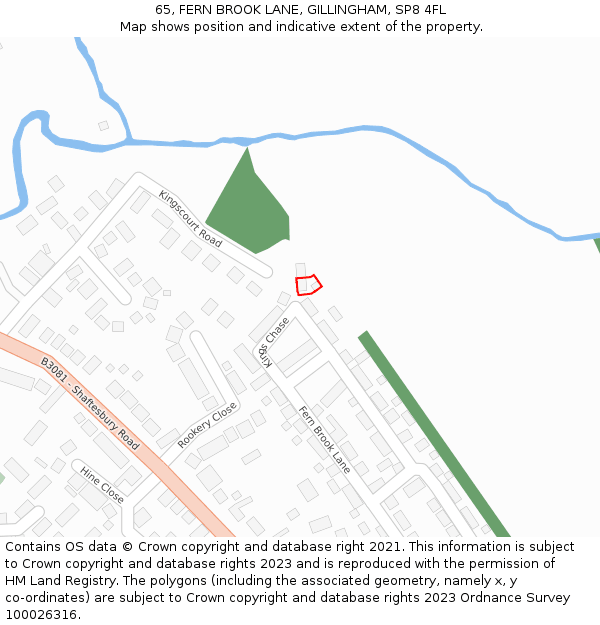 65, FERN BROOK LANE, GILLINGHAM, SP8 4FL: Location map and indicative extent of plot