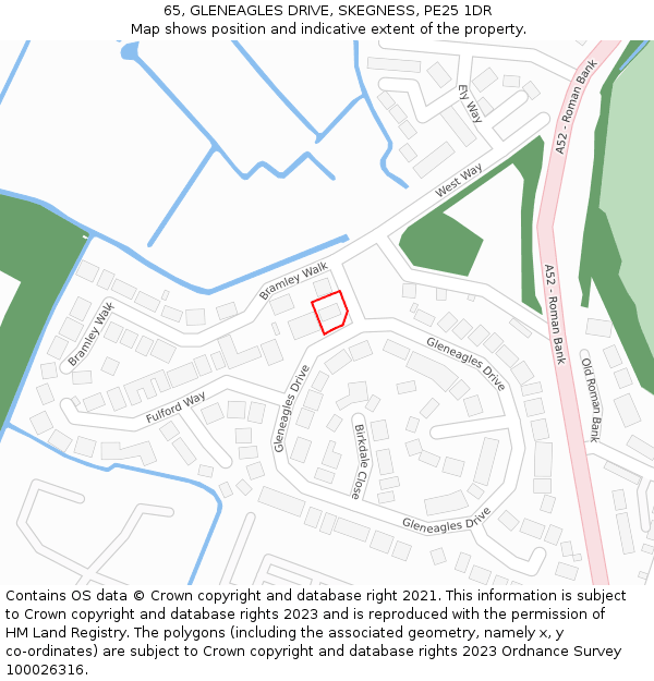 65, GLENEAGLES DRIVE, SKEGNESS, PE25 1DR: Location map and indicative extent of plot