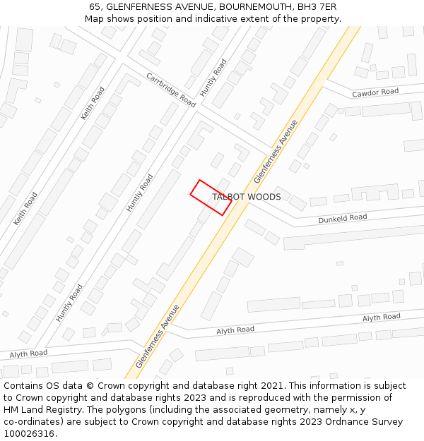 65, GLENFERNESS AVENUE, BOURNEMOUTH, BH3 7ER: Location map and indicative extent of plot