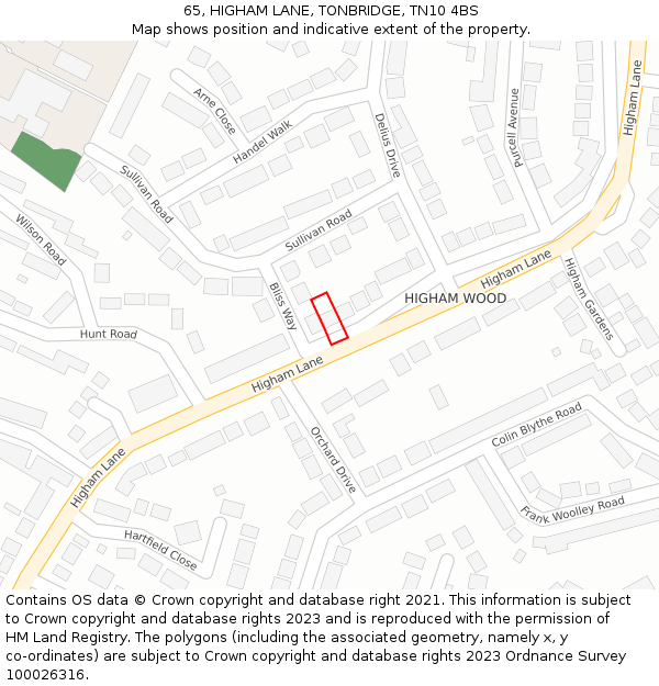 65, HIGHAM LANE, TONBRIDGE, TN10 4BS: Location map and indicative extent of plot