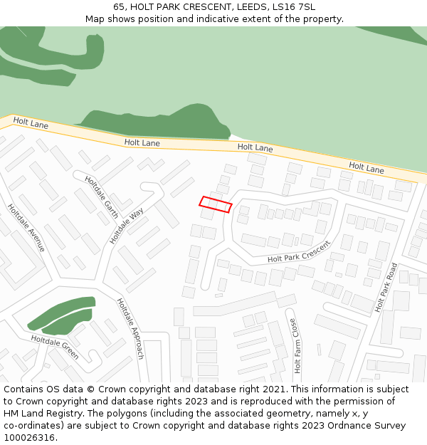 65, HOLT PARK CRESCENT, LEEDS, LS16 7SL: Location map and indicative extent of plot