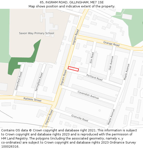 65, INGRAM ROAD, GILLINGHAM, ME7 1SE: Location map and indicative extent of plot