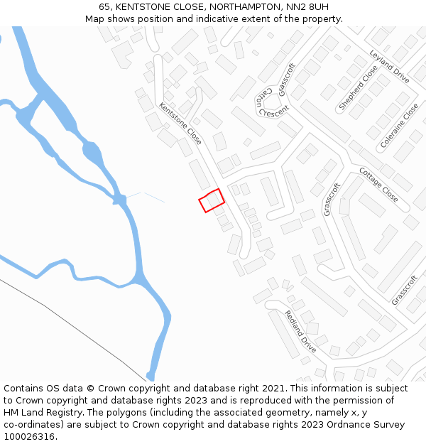 65, KENTSTONE CLOSE, NORTHAMPTON, NN2 8UH: Location map and indicative extent of plot