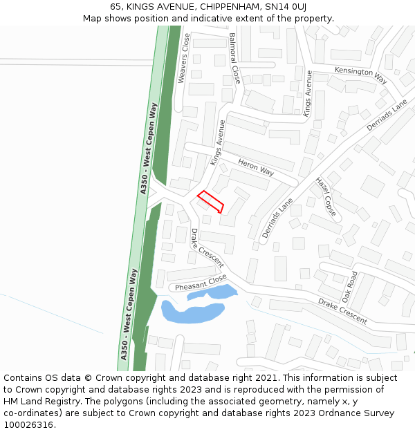 65, KINGS AVENUE, CHIPPENHAM, SN14 0UJ: Location map and indicative extent of plot