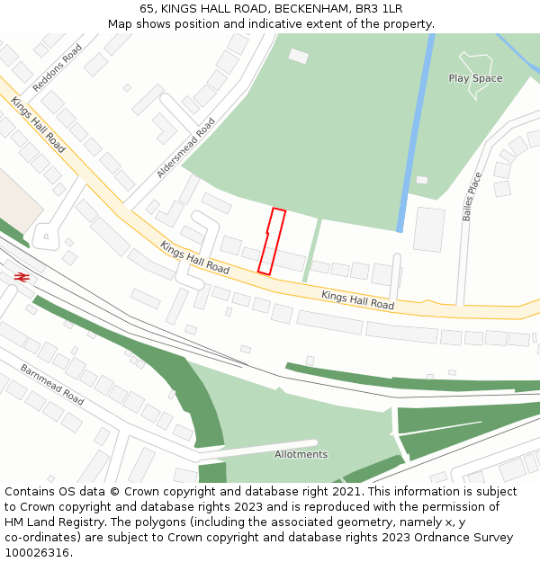 65, KINGS HALL ROAD, BECKENHAM, BR3 1LR: Location map and indicative extent of plot