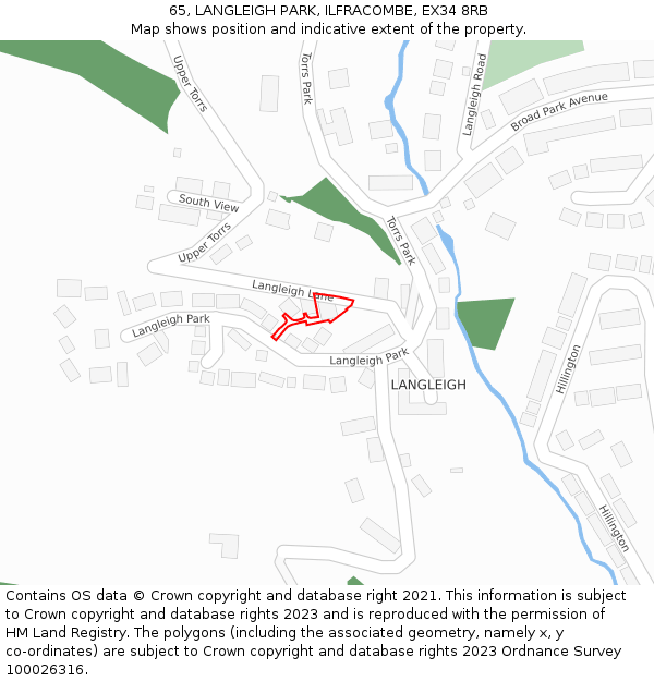 65, LANGLEIGH PARK, ILFRACOMBE, EX34 8RB: Location map and indicative extent of plot