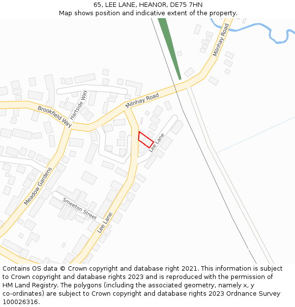 65, LEE LANE, HEANOR, DE75 7HN: Location map and indicative extent of plot