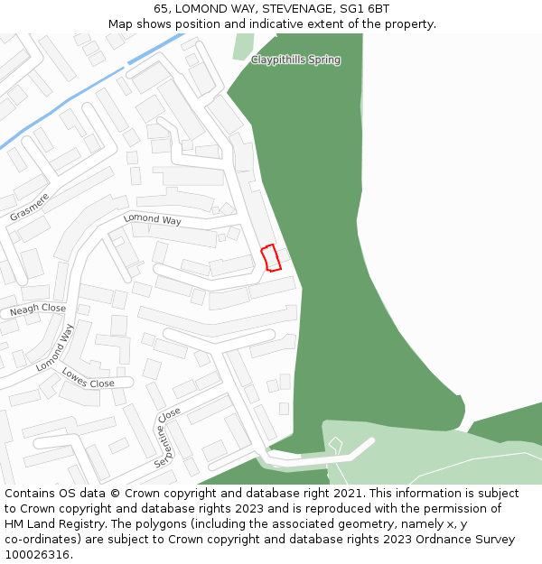 65, LOMOND WAY, STEVENAGE, SG1 6BT: Location map and indicative extent of plot