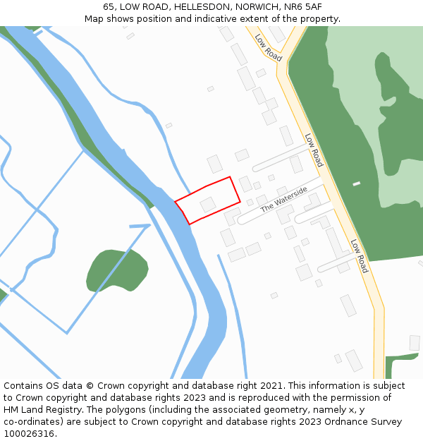 65, LOW ROAD, HELLESDON, NORWICH, NR6 5AF: Location map and indicative extent of plot
