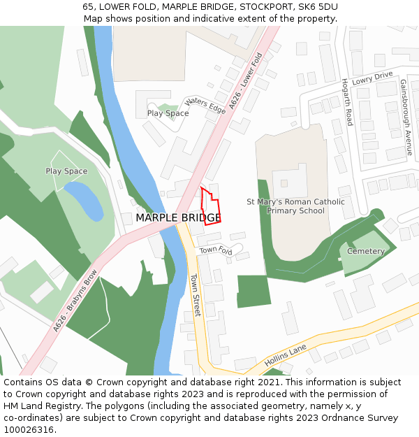 65, LOWER FOLD, MARPLE BRIDGE, STOCKPORT, SK6 5DU: Location map and indicative extent of plot