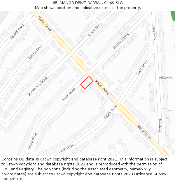 65, MANOR DRIVE, WIRRAL, CH49 6LG: Location map and indicative extent of plot